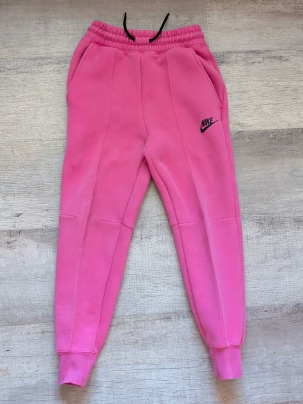 Nike Tech Girls Joggers Size S Pink Swoosh Drawstring Fleece Sweatpants